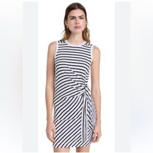 ATM Anthony Thomas Melillo NWT SZSP Classic Jersey Stripe Sleeveless Twist Dress